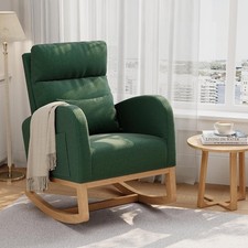 Corduroy Rocking Chair, Modern Nursery Glider Chair with Side Pockets  Pillow