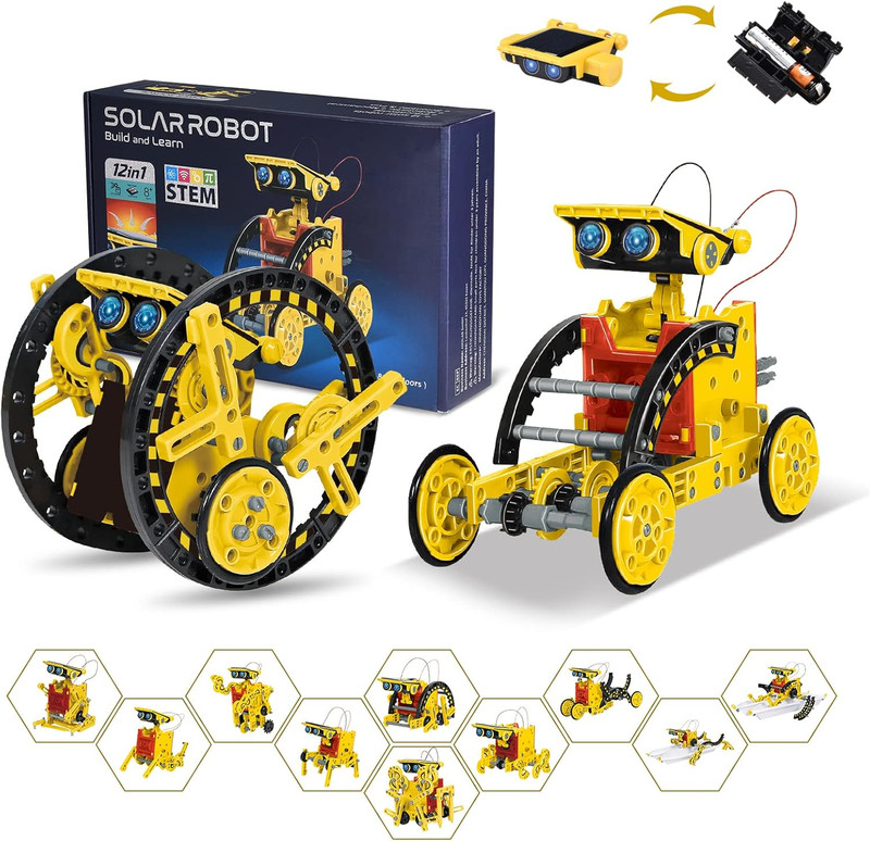 STEM 12-In-1 Solar Robot Toys, Science Kits for Kids Age 8, Building Experiment