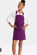 Girls Corduroy Pinafore Dress - art class Dark Purple Plum Jumper XL 14/16
