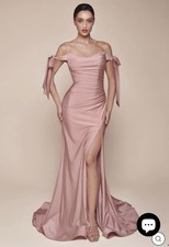 Off Shoulder Dress NWT LaDivine CD943 Cinderella Divine CD943 Mauve SIZE 6