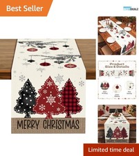 72x13 Elegant Red  Black Plaid Christmas Table Runner for Festive Gatherings