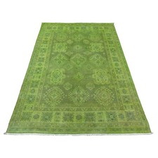 4'10"x6'9" Green Overdyed Kazak Tribal Design Pure Wool Hand Knotted Rug R20446