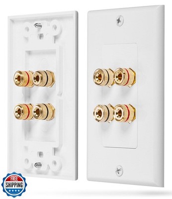 Fosmon Home Theater Wall Plate - Premium Quality Gold Plated Copper Banana Bi