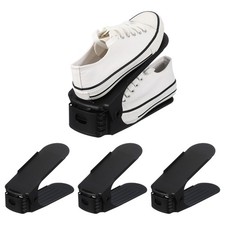 Shoe Slot Organizer 4 Pcs, 9.8x3.5x7.1 Inch Shoe Stacker, Black