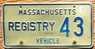 Massachusetts License Plate Number 43 Tag Registry
