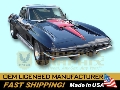 1967 Chevrolet C2 Corvette Stinger Hood Stencil Decals & Stripes Graphics Kit