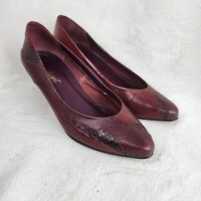Vintage 9 West Womens Red Animal Prints Patched Leather Pointed Toe Pump Heels 7