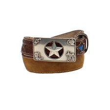 3D Belt Boy's Star Buckle Brown Leather Belt D120001502