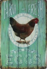 farm fresh eggs tin metal sign man cave advertising home kitchen art