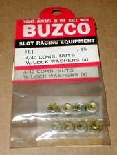 2 Pkgs 4/40 Comb. Nuts w/ Lock Washers Original BuzCo #61 Vintage Slot Car NOS