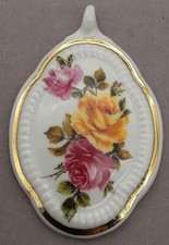 ROSENTHAL Marktredwitz U.S. Zone Porzellan Schmuck 1 von 2 Rosen Anhänger (ABP)