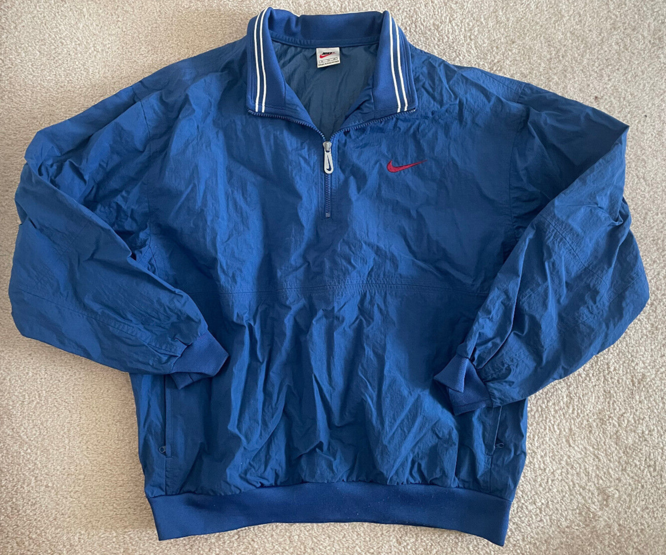 SACAI X NIKE Giacca a vento vintage Nike blu uomo XL 1 2 zip pullover nylon poliestere vintage anni 90