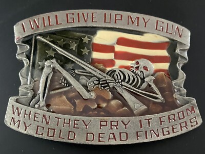 Belt Buckle Army Give Up My Gun Skeleton Belt Buckle - Pewter