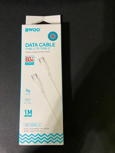 BWOO Type-C to Type-C Fast Charging & Data Cable – 60W Output, 1 Meter (3ft)