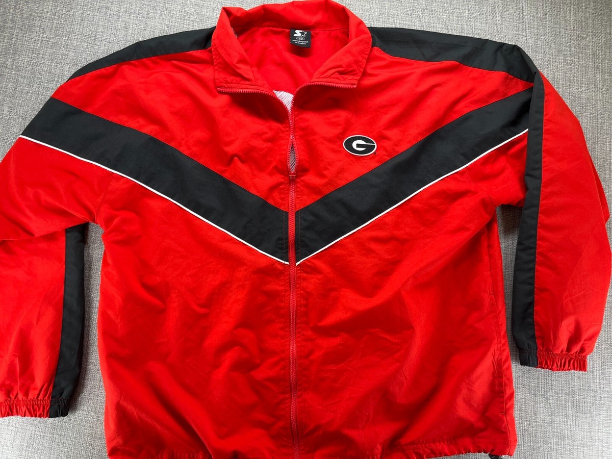 Starter Georgia Dawgs Jacket Men's UGA Windbreaker Full Zip Size Large NCAA