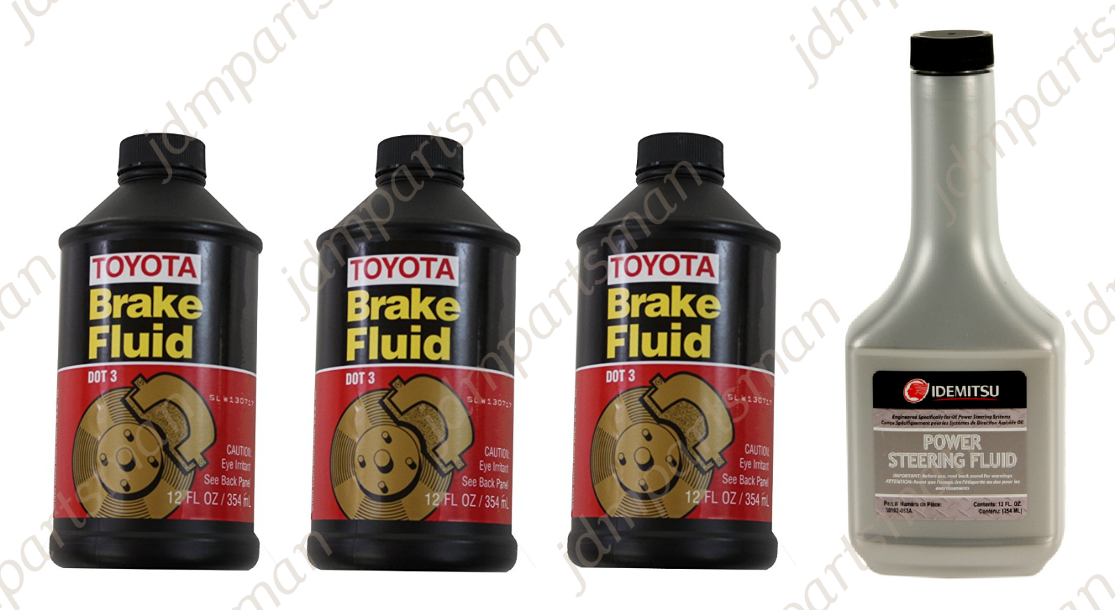 GENUINE (3) DOT 3 Brake Fluid + Idemitsu Power Steering Fluid fits