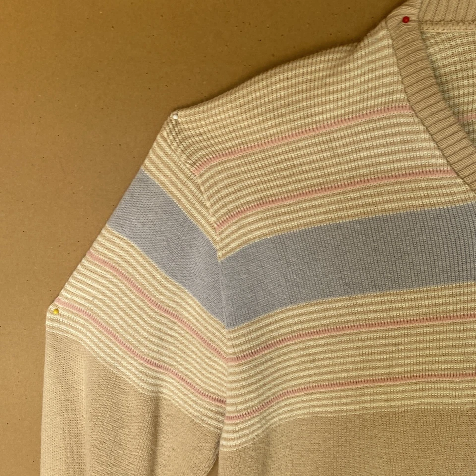 Vintage PURITAN Tan Pink Purple V Neck Pullover SWEATER MEN'S Size L 0087 Foto 4 de 4