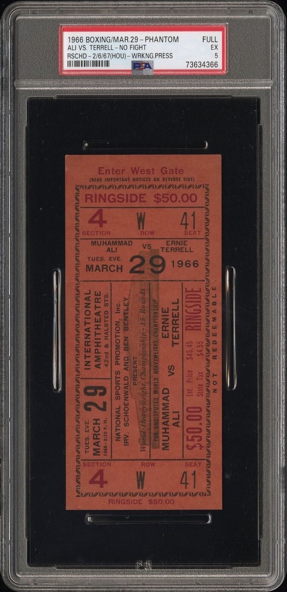 1966 MUHAMMAD ALI v ERNIE TERRELL PHANTOM FULL BOXING TICKET