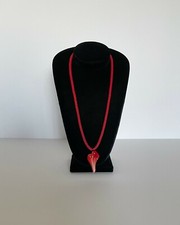 Handmade Glass Heart Pendant on Beaded Kumihimo Neck Cord