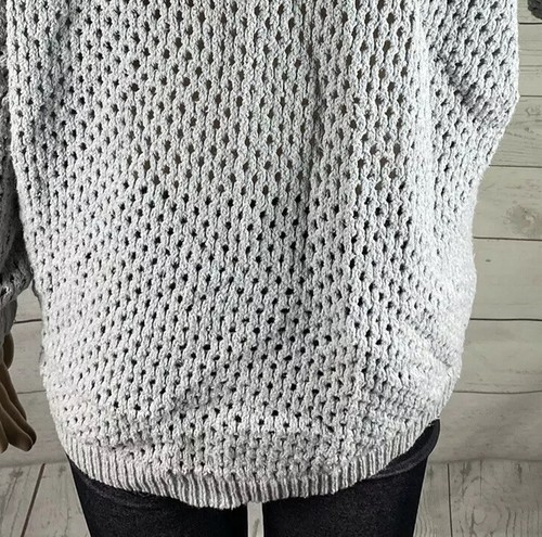 Theorie Pullover kleiner eisgrau offener Strick V-Ausschnitt übergroß lässig 100 % Baumwolle - Bild 11 von 12