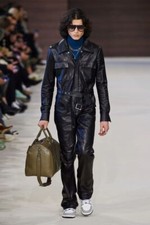 Belted Pockets Lambskin Handmade Leather Black Jumpsuit Multi Fashionable Men