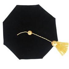 Graduation Doctoral Tam Velvet 8 Sided Unisex Graduation Cap Hat with Gold Bu...