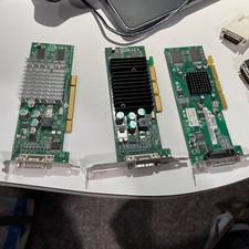 Lot of 3 AGP And PCI Various Brands Graphics Video Cards Dual Monitor W/Cables