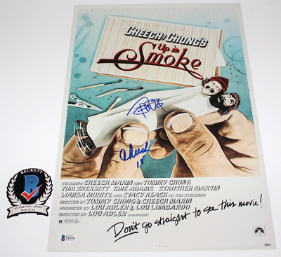 CHEECH & CHONG SIGNED 'UP IN SMOKE' MOVIE POSTER TOMMY MARIN