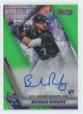 2019 Bowman's Best of 2019 Autographs Green Refractor Brendan Rodgers RC Auto