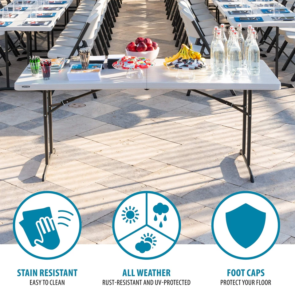 Commercial Fold-in-Half Table, 6-Foot, Almond - Image 3 of 4