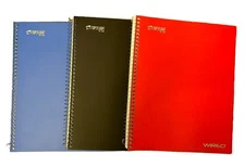 Top Flight Wired 3-Subject Wirebound Notebook (Pack of 3) in Black, Blue, & Red