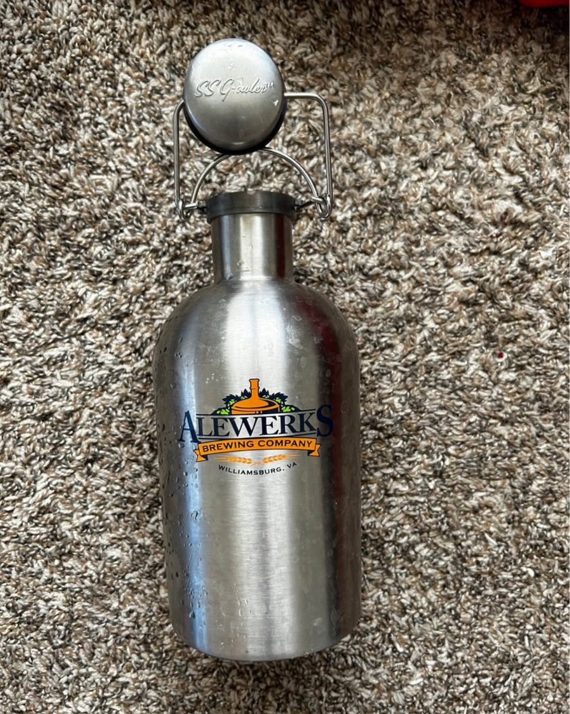 Stainless Steel Beer Growler - 64 oz Ale Werks Williamsburg Va