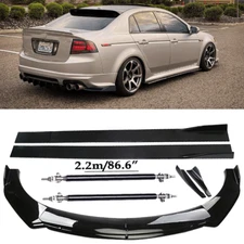 Front Bumper Lip Spoiler Side Skirts Rear Glossy Black For Acura TL 2004-2008