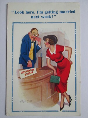 Ich heirate nächste Woche! Vintage Donald McGill Comic Postkarte O8