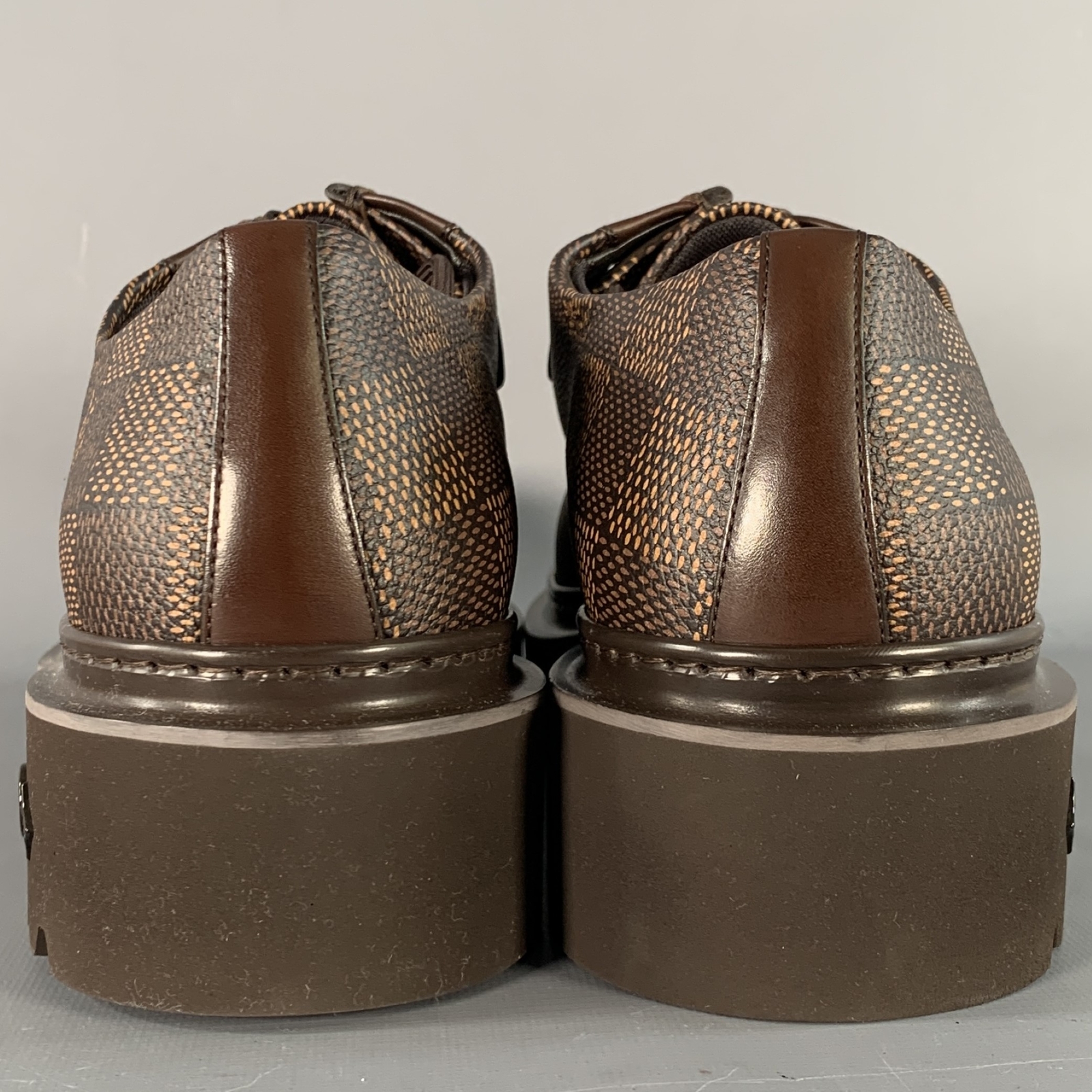 SAOLA Scarpe mocassino Louis Vuitton taglia 10 Ranger Derby marrone beige rivestito in tela