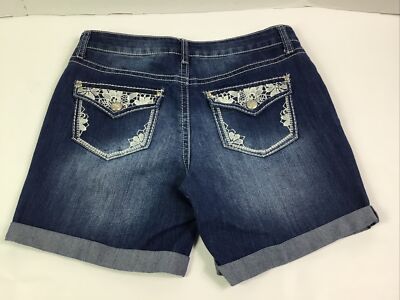 New Direction ND Weekend Jean Shorts Women Size 8 Embellished distressed denim
