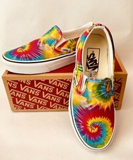 VANS Off Wall Rainbow Tie Dye Canvas Slip-On Sneakers Mens 3.5 Women's 5.0 NEW