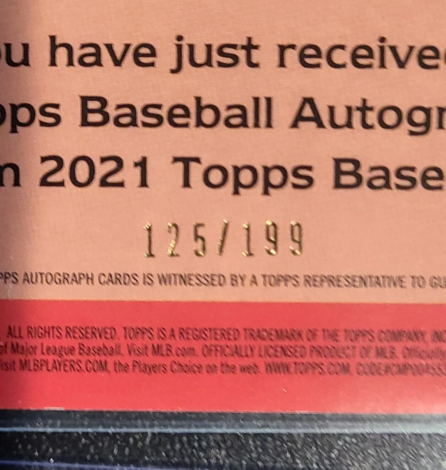 2021 Topps Dylan Carlson RC 1986 Topps Rookie Black Parallel Auto /199 - Image 3 of 3