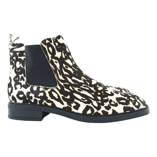 BNIB Calvin Klein Size 2 35 Franca Black/White Leather Animal Print Ankle Boots - Picture 6 of 6