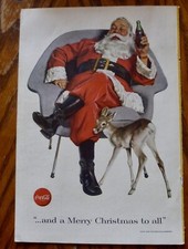 Vintage 1956 print ad Coke Santa deer Remington Rand typewriter Christmas thumbnail