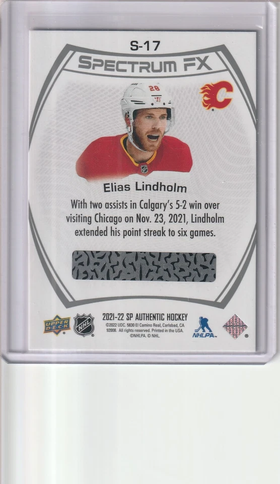 2021 SP Authentic Spectrum FX Elias Lindholm  #S-17 Calgary Flames - Image 2 of 2