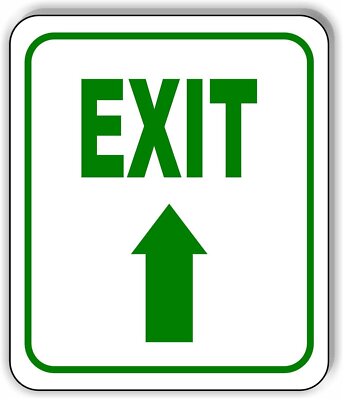 Exit arrow pointing up green white METAL Aluminum Composite
