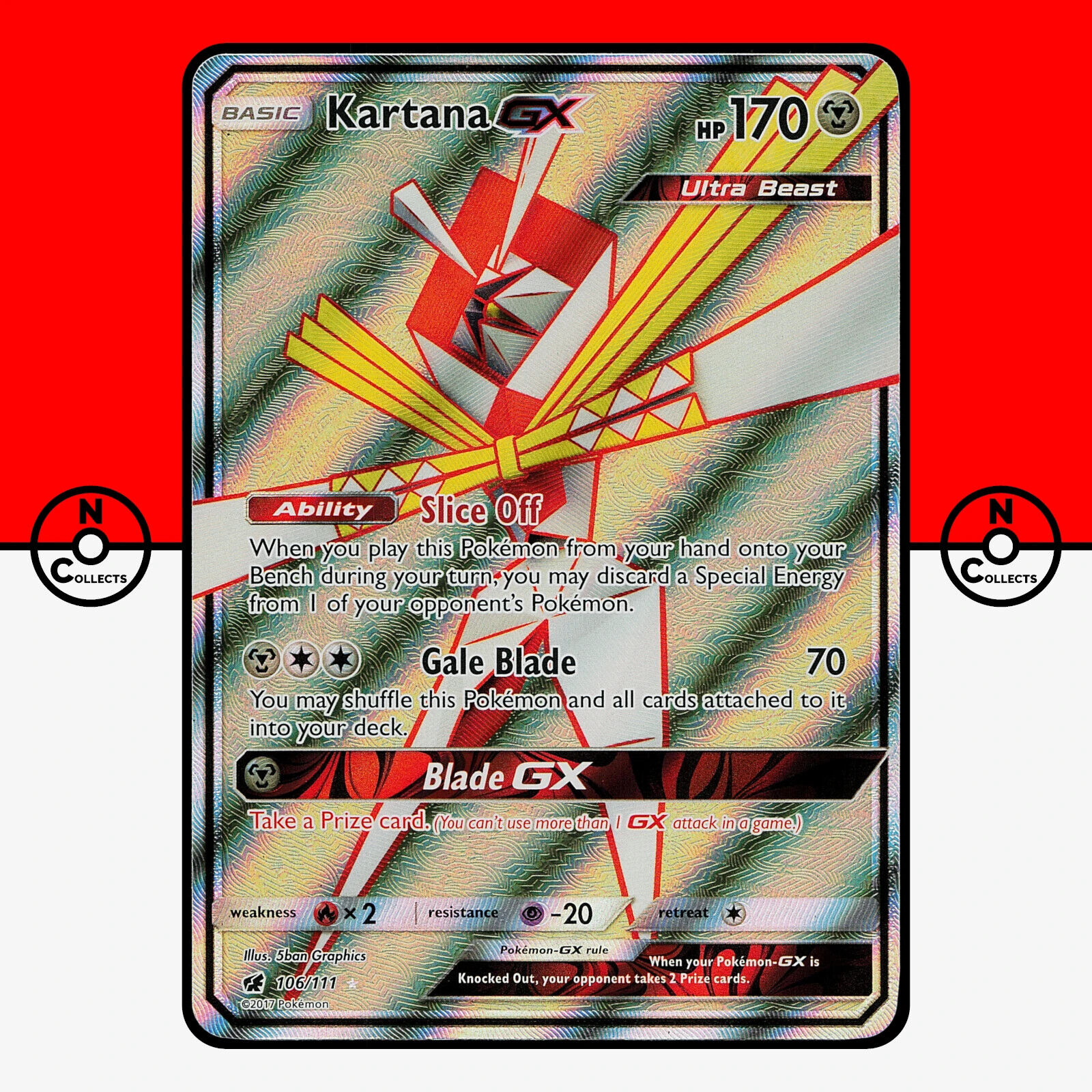 Kartana GX - Pokemon Crimson Invasion FULL ART Holo Foil Ultra