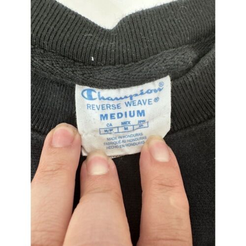 Champion Sweatshirt Adult Medium Reverse Weave Pullover Crewneck Black - Picture 3 of 10