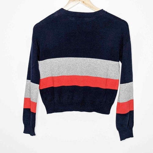 Harper Canyon Sweater Crew Neck Navy Blue Silver Red Girls Size Medium NWOT - Picture 4 of 6