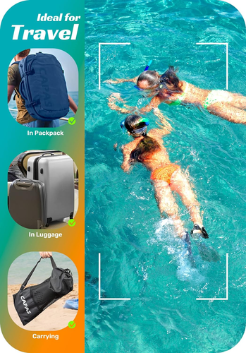 Swim Fins, Snorkel Fins with Travel Size Short Fins for Snorkeling Diving Adjust - Picture 7 of 12