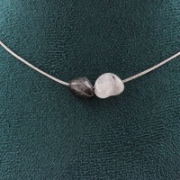 A Bijoux Collier 2 Perlen Quarz Mit EinschlüSsen Von Turmalin
