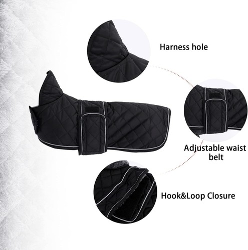Stylish Black Thermal Winter Coat for Dachshunds with Adjustable Straps - Picture 4 of 8