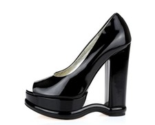 DOLCE & GABBANA black patent leather open toe cut out wedges sz. 38