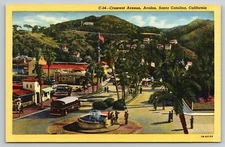 Crescent Avenue Avalon Santa Catalina California Linen Postcard UNPOSTED